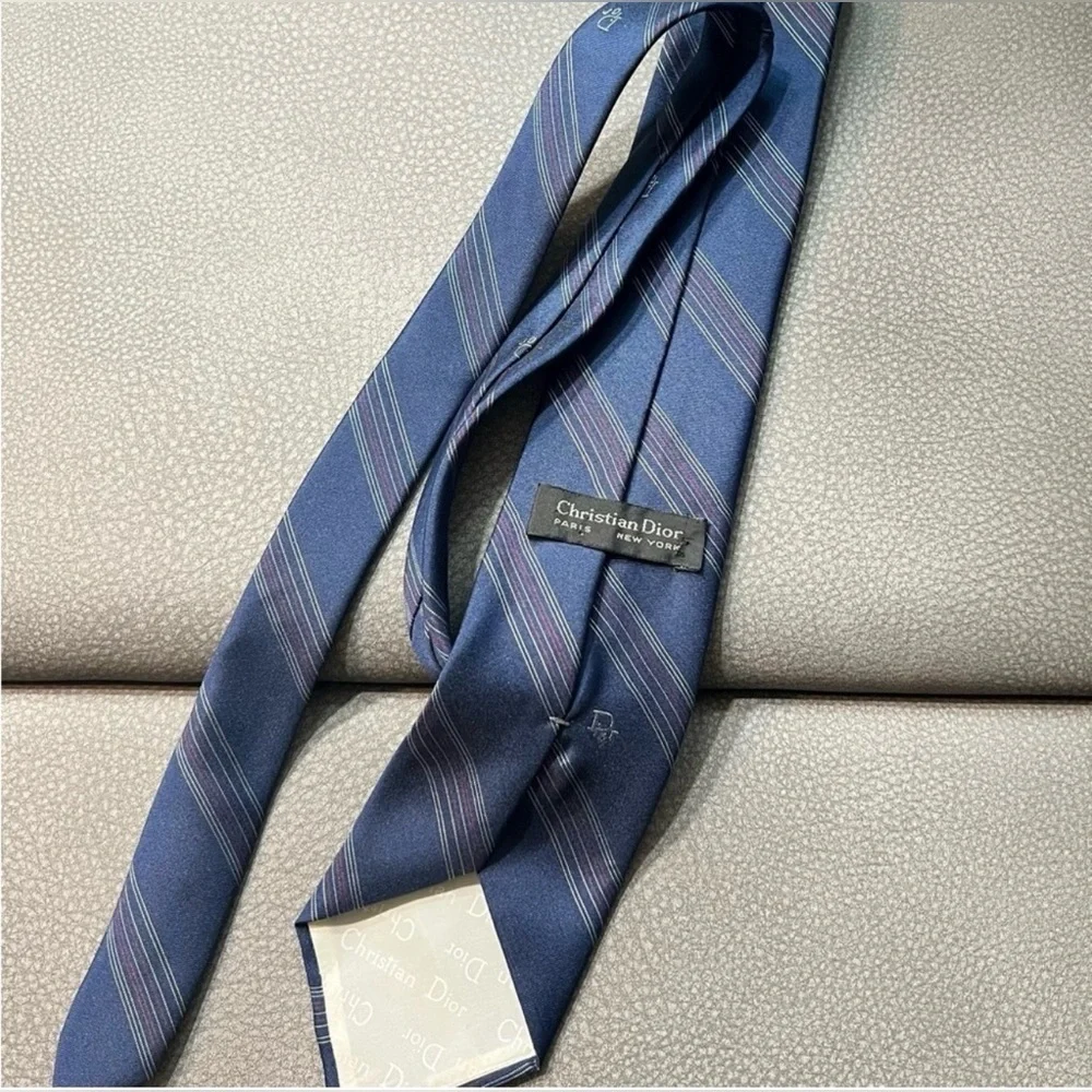 Vintage Christian Dior   Blue and Red Striped Tie